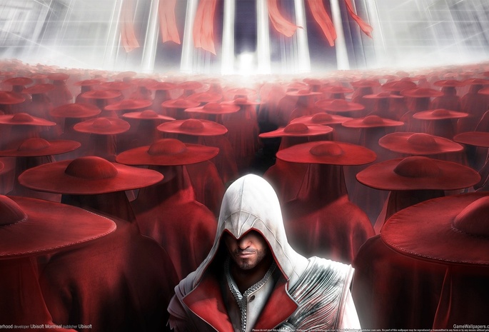 cgwallpapers, шляпы, red, Assassins creed, brotherhood