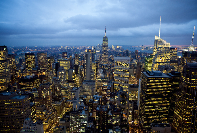 new york city, дороги, Города, небоскрёбы, огни, нью-йорк, rockefeller center, окна, америка, дома, свет, ночь