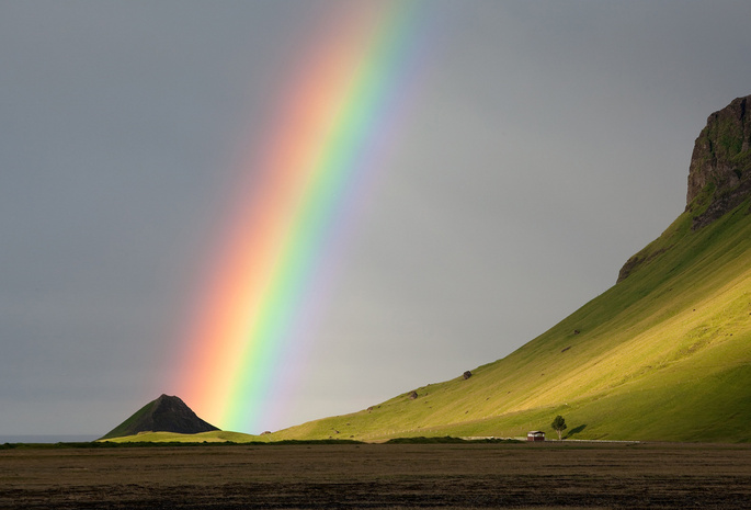 горы, исландия, Радуга
