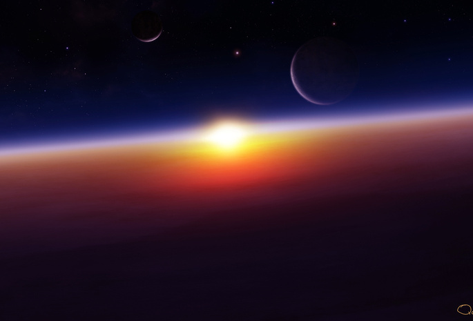 Планеты, космос, sunrise