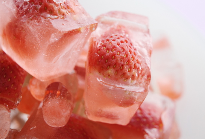 Клубника, лед, макро, ягода, strawberry, ice, еда