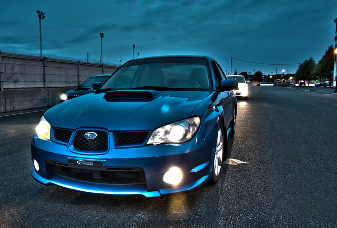 свет, вечер, тюнинг, Subaru