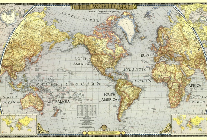 надписи, океаны, Карта мира, материки