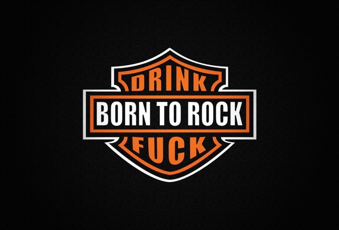 Rock, harley davidson, fuck, drink