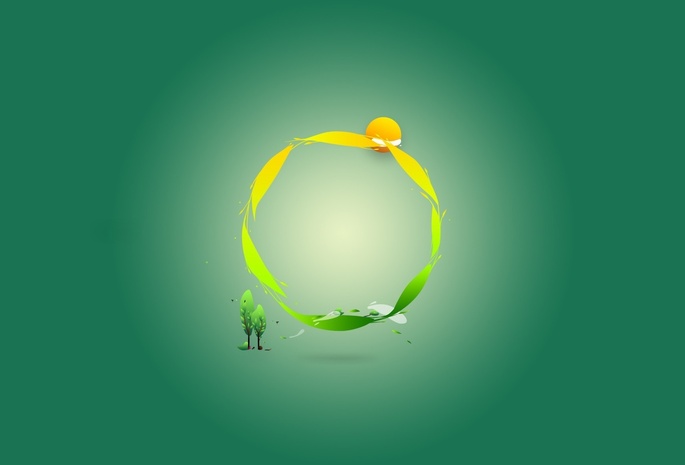 круг, минимализм, Зеленый