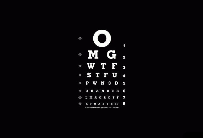 чёрный, разный шрифт, Проверка зрения, буквы, белый