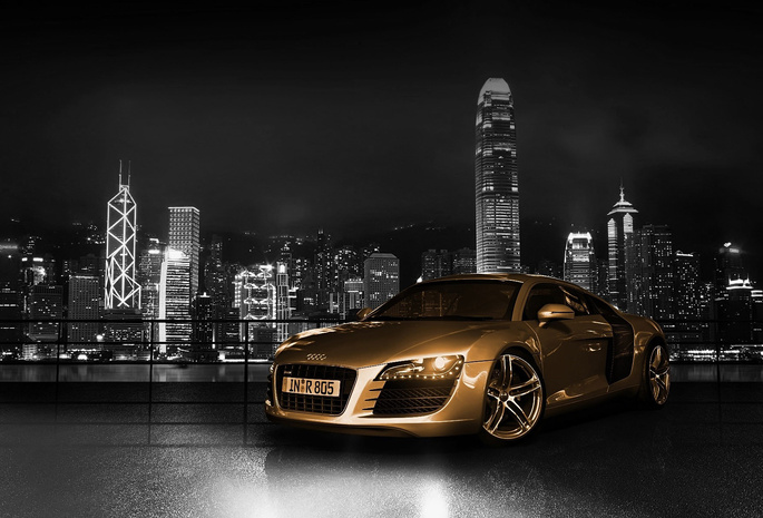 gold, Audi r8, авто, машина