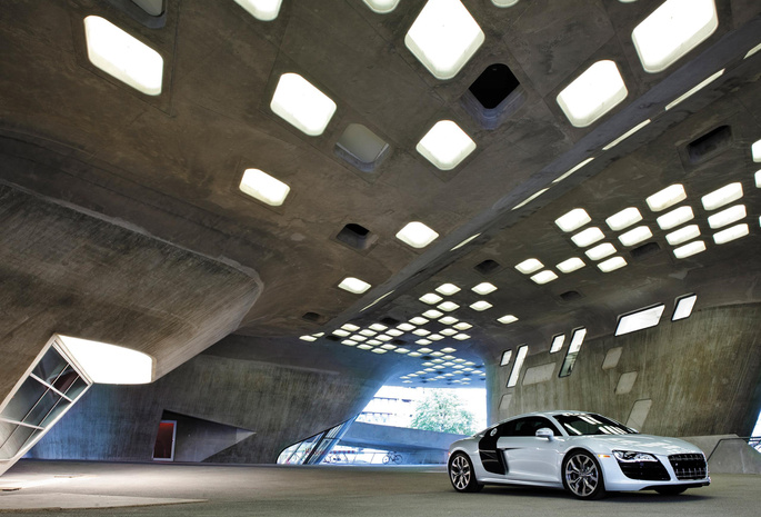 гараж, Audi r8, архитектура, здание