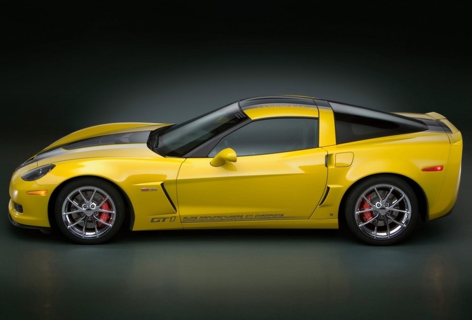 желтый, corvette gt1, Chevrolet