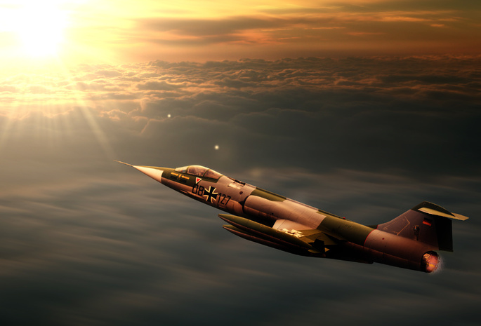 F104, sunset, jet, starfighter, interceptor