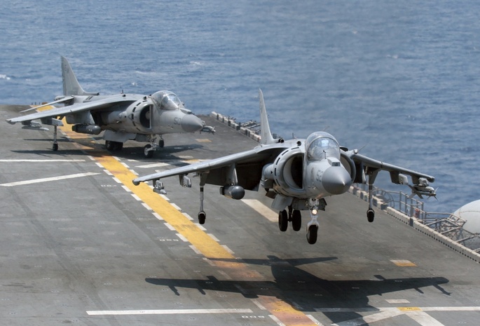 Harrier, палуба, взлет, авианосец, сша