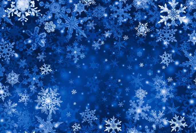 Снежинка, снег, синий