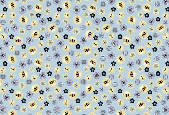 Пчелки, цветочки, обои, текстура