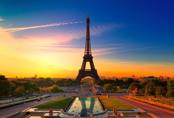 город, париж, Paris sunset, beautiful france, эйфелева башня, франция