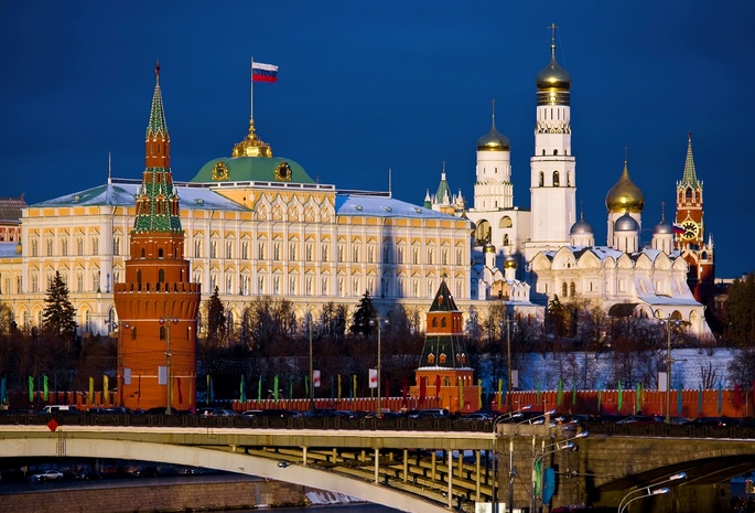 столица, россия, Москва, кремль, город, мост, флаг, moscow