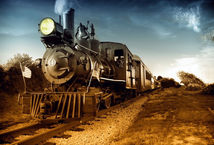 ретро, фото, Steam, паровоз, рельсы, us locomotive, путь
