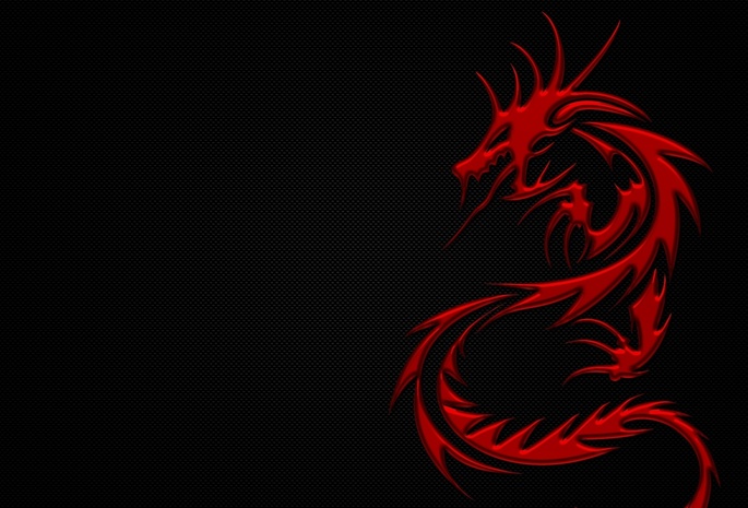 дракон, Черный фон, 2012, год дракона, красный