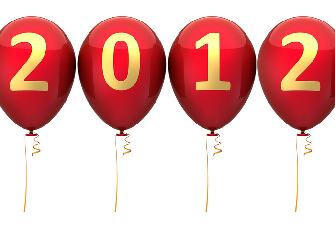 2012, шарики, фон, Новый год