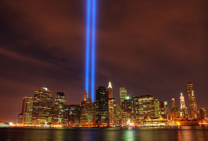 нью-йорк, фонари, ny, город, New york, память, 11 сентября