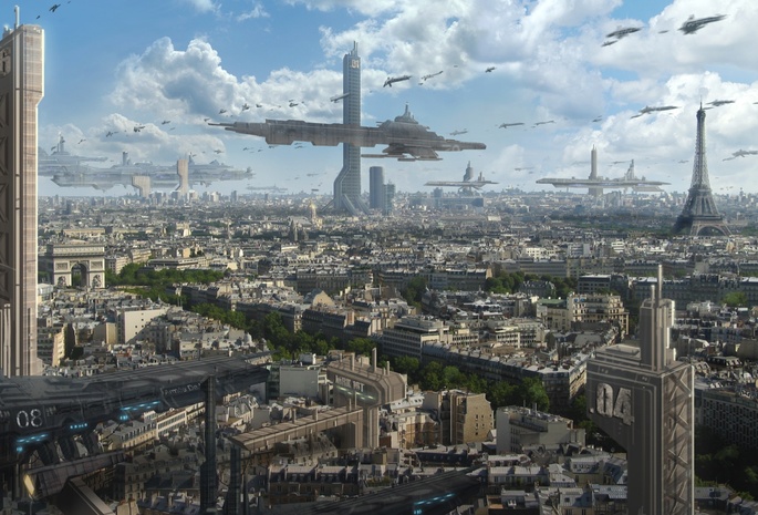 будущее, город, astrokevin, эйфелева башня, париж, Арт