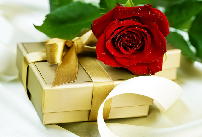 капли, красная, роза, подарок, воды, Коробка