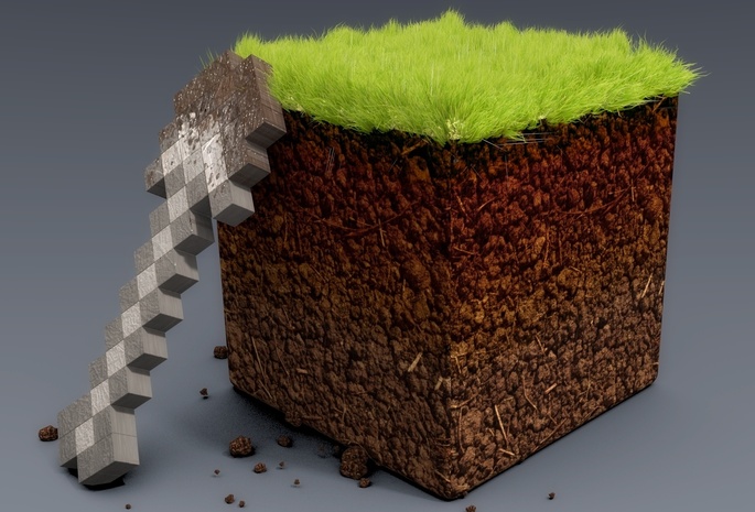 лопата, Minecraft, блок земли