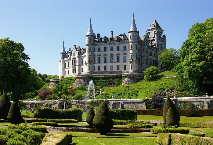 сад, scotland, парк, замок, castle, Dunrobin, sutherland, шотландия