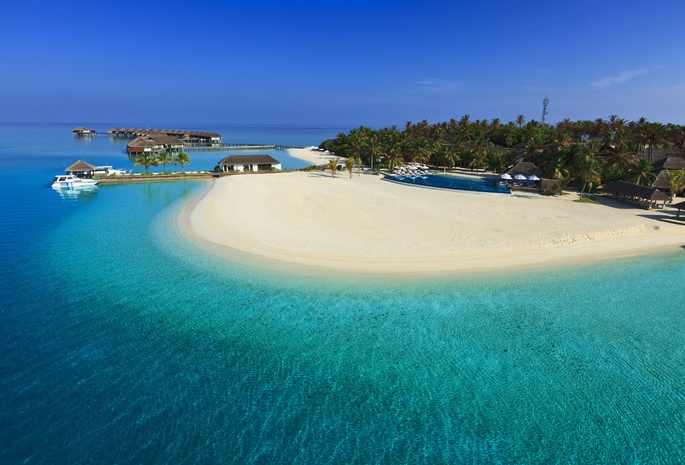 голубая вода, море, Мальдивы, райский остров