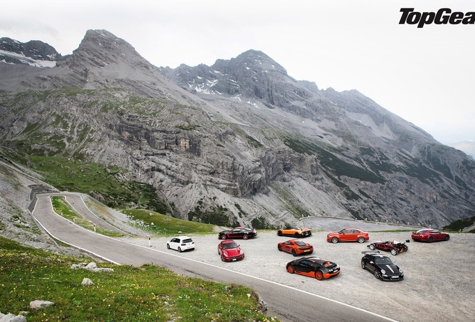 veyron, Top gear, 911, porsche, горы, gt3 rs, bugatti, дорога, суперкары