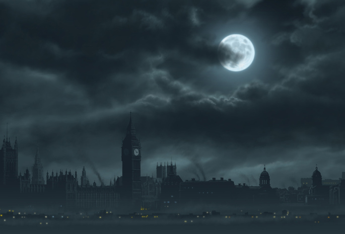London, луна, лондон, dark