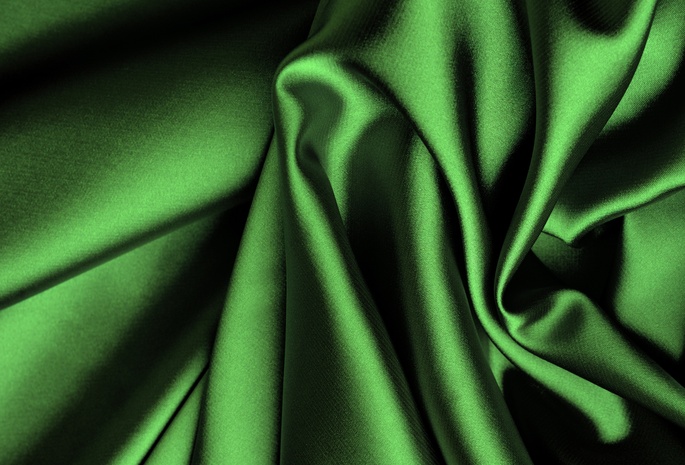 шелк, зеленый, Сатин, ткань, складки