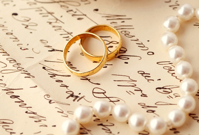 свадьба, Кольца, письмо, обручальные, жемчуг