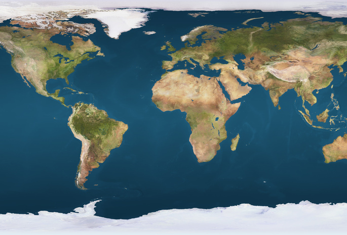 физическая карта, океаны, Earth, земля, материки