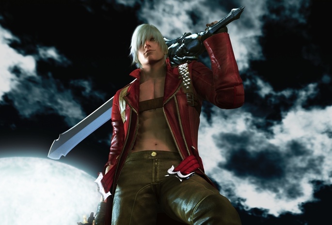night, hill, dmc, sword, moonlight, clouds, Devil may cry 3, game wallpapers, dante, demon
