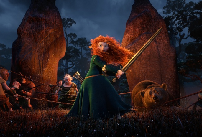 pixar, film, red hair, Brave, the movie, bear, warrior, princess, archer, scotland, disney, merida
