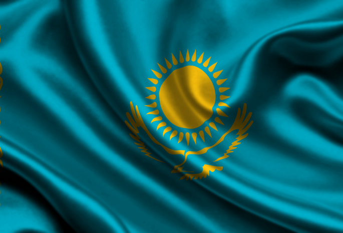 Kazakhstan, Satin, Flag