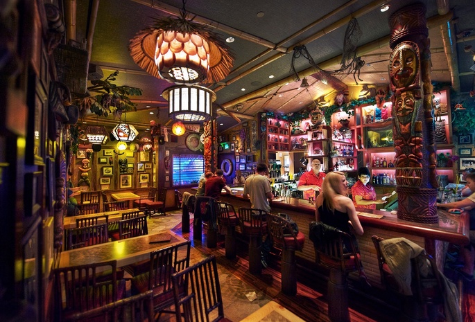 California, USA, Disneyland, Trader Sams, Bar, Interior, Food, Drink