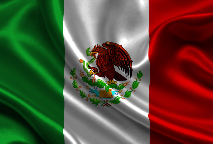 Mexico, Satin, Flag