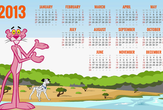 Pink, Panther, Calendar, 2013