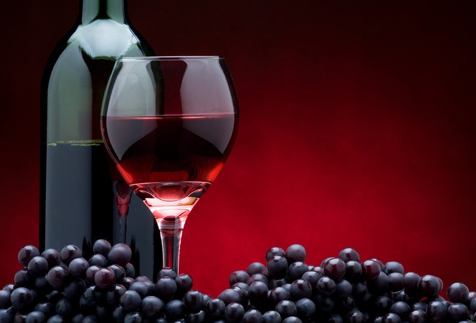 красное, стекло, бутылка, бокал, Вино, виноград