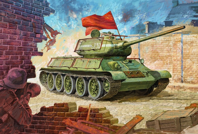 средний танк, панцерфауст, Рисунок, красное знамя