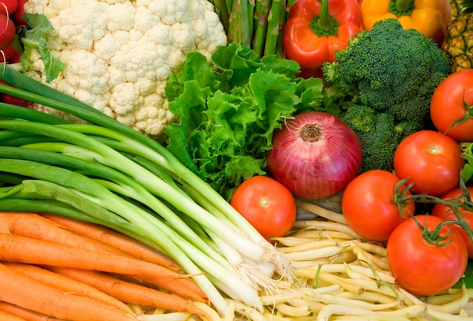 брокколи, Еда, лук, перец, помидоры, овощи, морковь