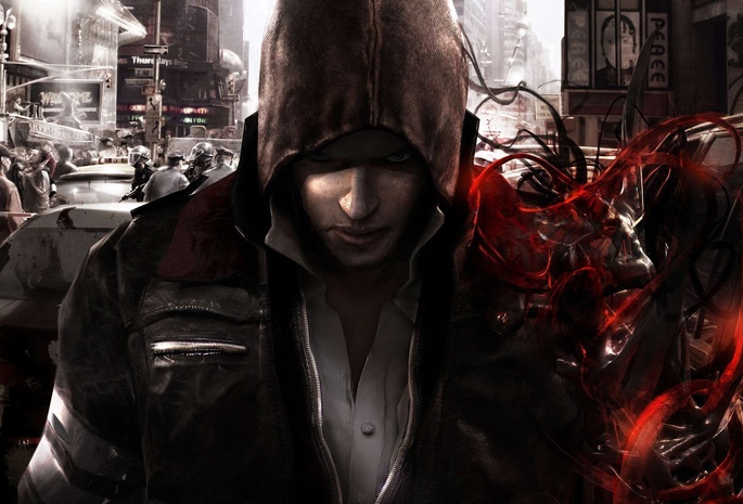 парень, взгляд, город, капюшон, Prototype 2