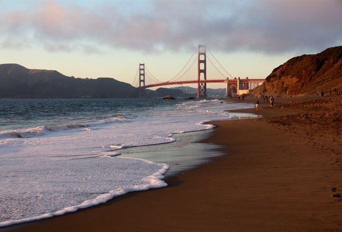 сан-франциско, beach, usa, california, Golden gate bridge, san francisco