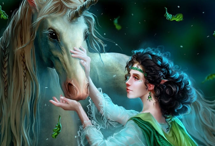 Fairytale, uildrim, фэнтези, wild dreamer, арт, unicorn, elf, fantasy, сказка, art