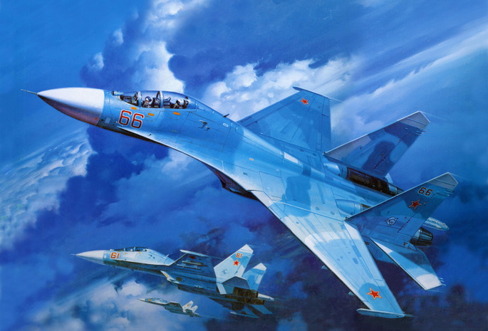 спарка, Су-27, звезды, небо, авиация, ссср, самолет, синий