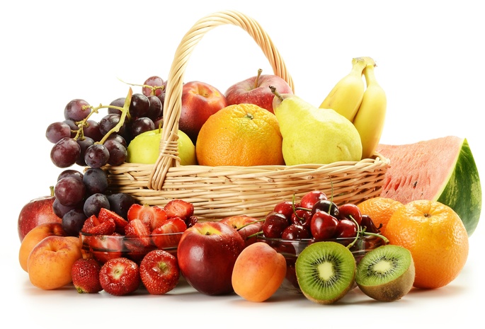 черешня, виноград, фрукты, ягоды, клубника, Корзинка