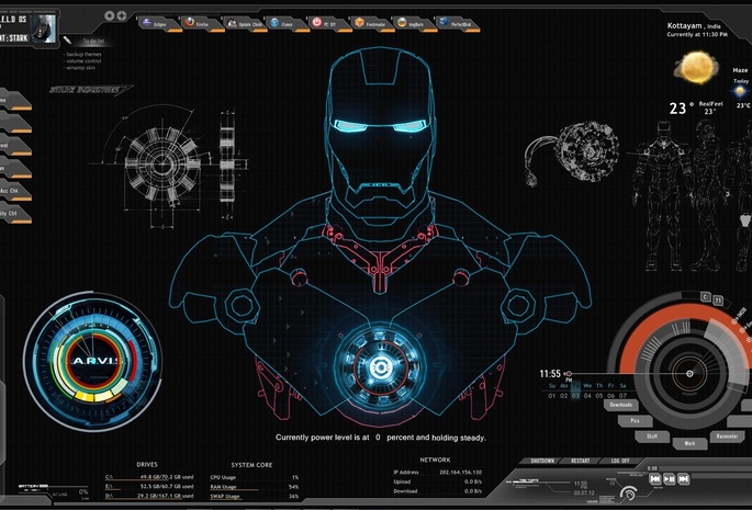 компьютер, железный человек, Iron man, shield