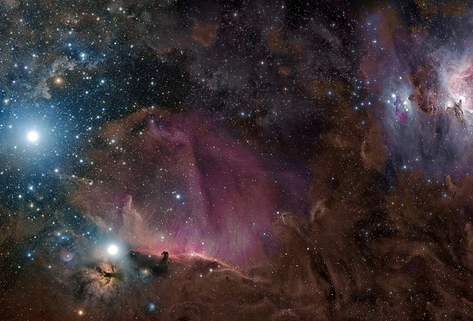 пыль, созвездие, Орион, m42, газ, звезды, туманность
