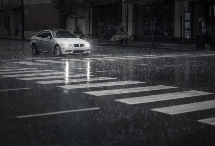 улица, дождь, автомобиль, машина, Bmw m3